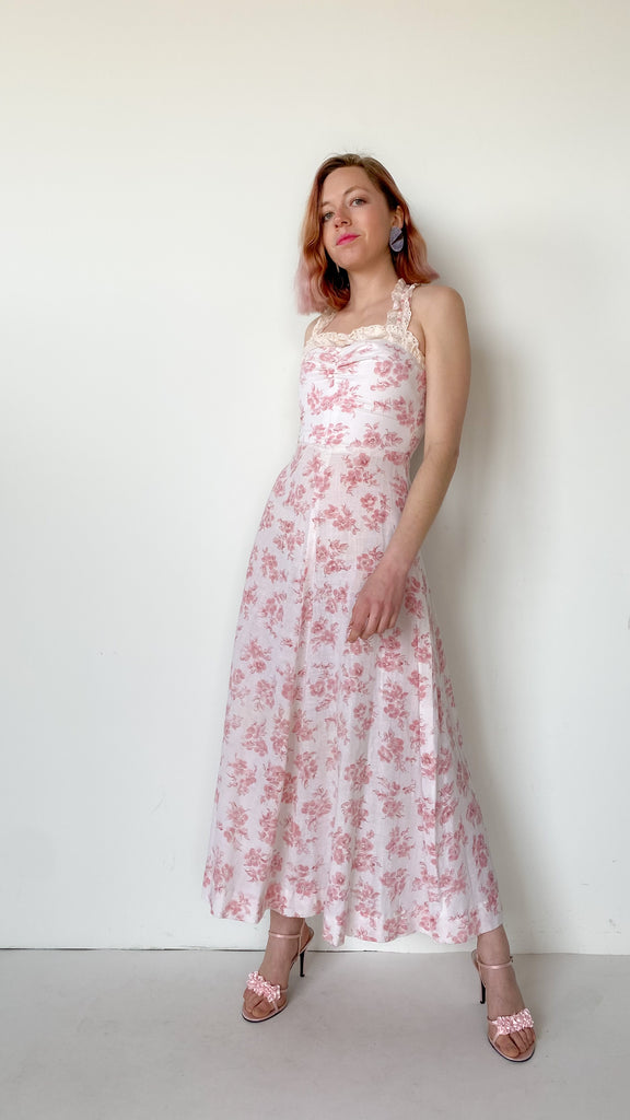 1970s Cherry Blossom Dress, sz. XS