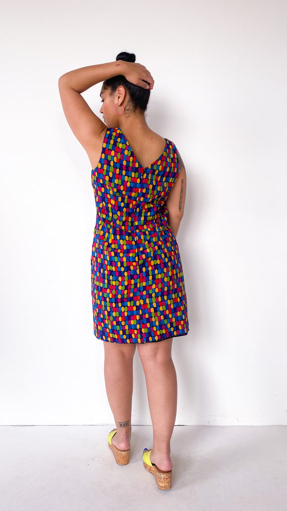1990s Rainbow Palette Sheath Dress, sz. L
