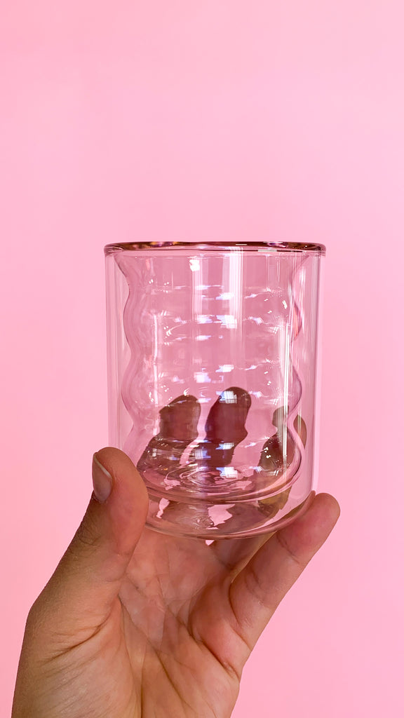 Double Wall Groovy Glass Cup