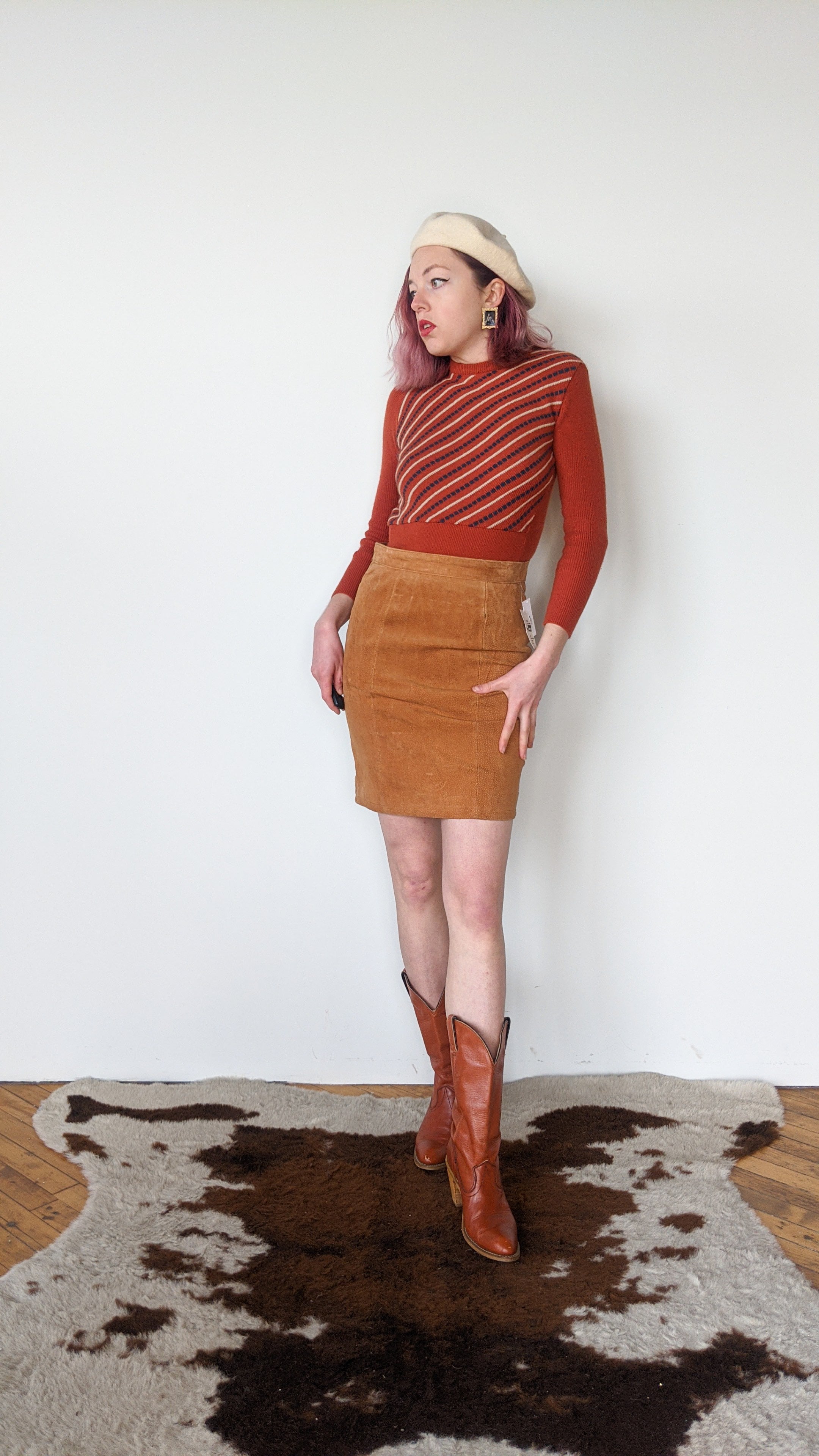 1990s Tan Leather Suede Pencil Skirt, S – Lost Girls Vintage