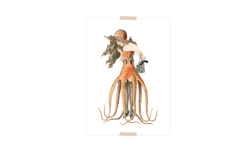 Lady Dressed as Octopus Postcard