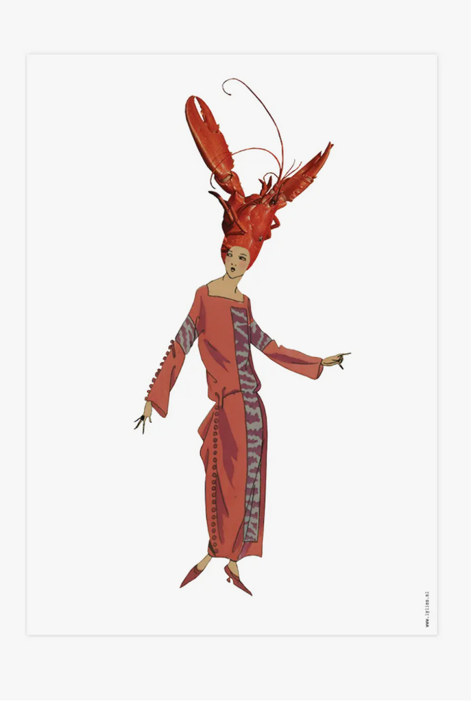 Lobster Lady Collage Print