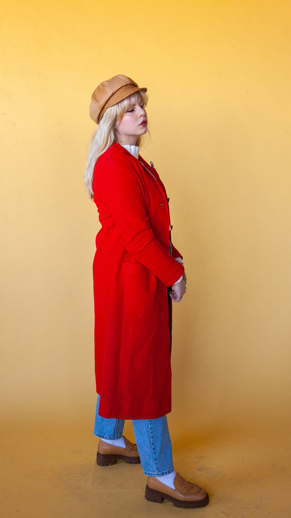 1970s Lady in Red Textured Jacket, sz. M