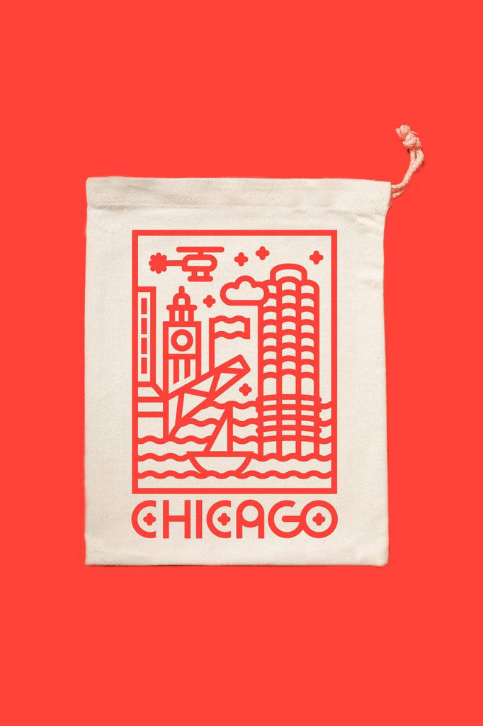 Chicago River Walk Drawstring Bag