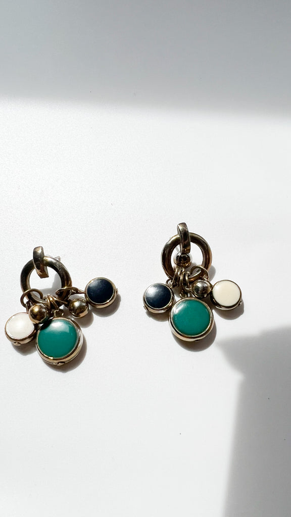 Vintage Teal and Blue Charm Earrings