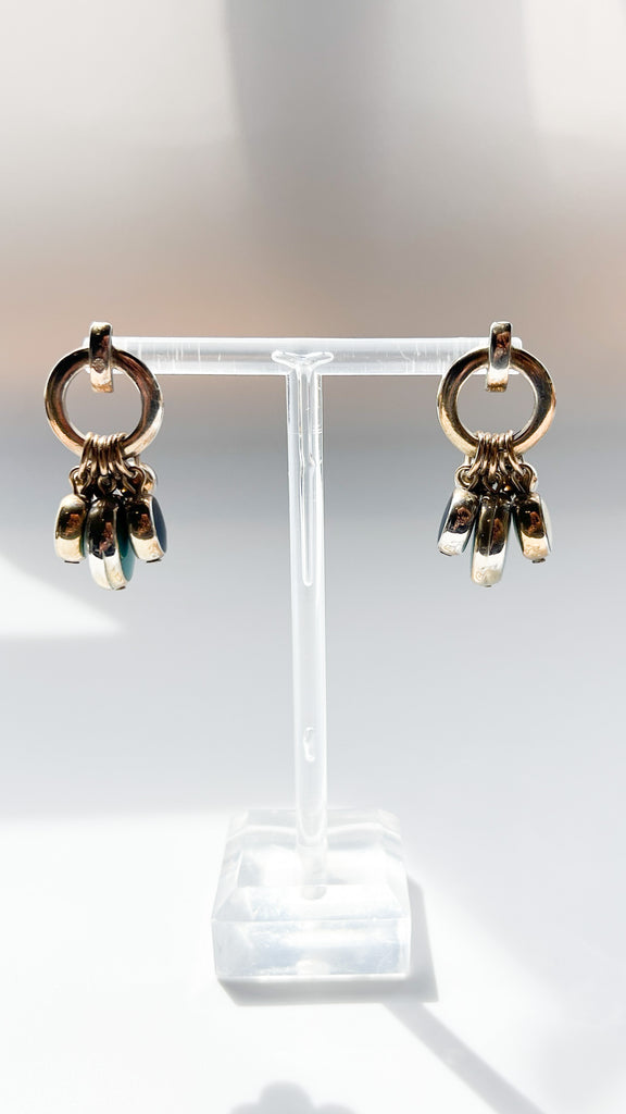 Vintage Teal and Blue Charm Earrings